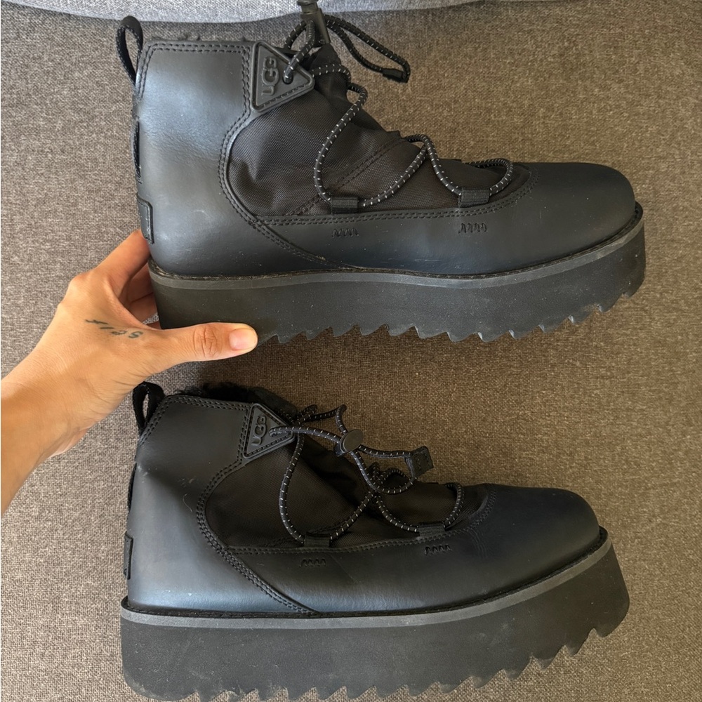 UGG Black Lace-Up Platform Ankle Boots